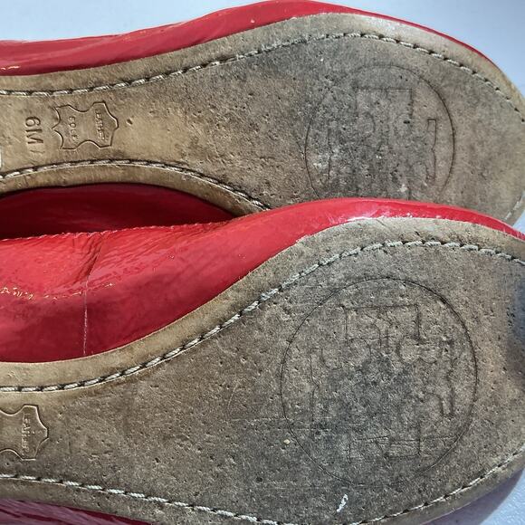 Tory Burch Caroline Ballet Flat Red Leather Size 6M - Picture 9 of 15